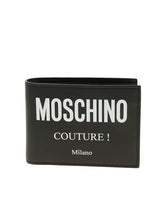 Load image into Gallery viewer, MOSCHINO Couture ! Black Leather Bifold Wallet with Logo Unisex