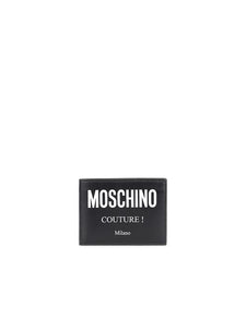 MOSCHINO Couture ! Black Leather Bifold Wallet with Logo Unisex