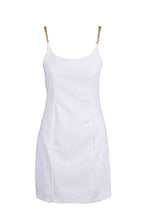 Load image into Gallery viewer, FEMINISTA White Summer Dress with Gold Chain Size M