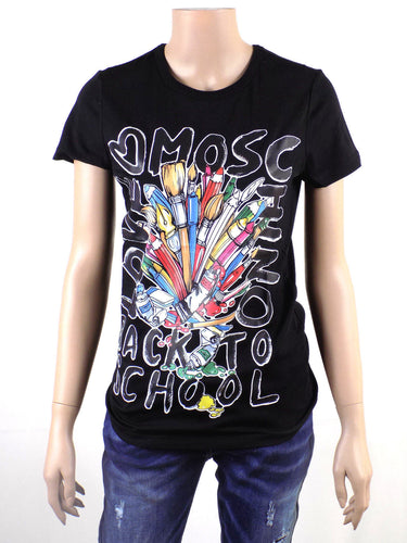 LOVE MOSCHINO Womens Tshirt Black Short Sleeve Size S