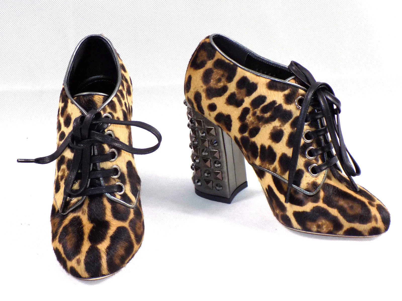 DOLCE GABBANA Womens Pony Hair Ankle Boots Leopard Size 36