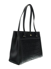 Load image into Gallery viewer, CAVALLI Class Womens Shopping Bag &quot;CROCODILIA&quot; Black Tote