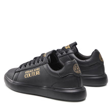 Load image into Gallery viewer, VERSACE JEANS COUTURE Womens Black Leather Sneakers with Logo
