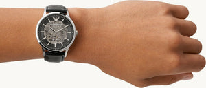 Emporio Armani AR60038 Black Leather Automatic Mens Watch