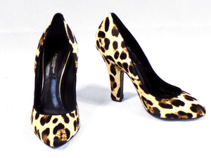 DOLCE & GABBANA Womens Pumps Heels Leopard Pony Hair Size 35