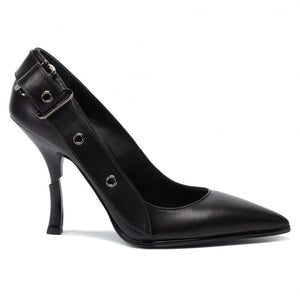 PATRIZIA PEPE Black Leather Heels with Strap size EU 37