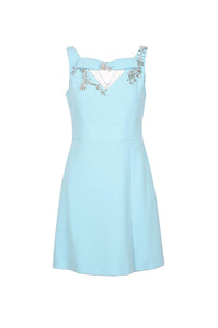 BOUTIQUE MOSCHINO Light Blue Short Dress with Crystals