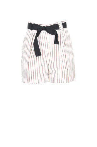 MANILA GRACE Women's Shorts with Black Belt Striped