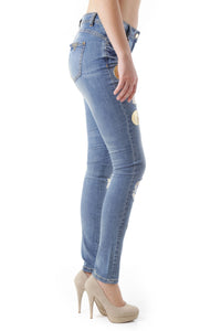 CHRISTINA GAVIOLI Italian Womens Jeans Blue Sequined Size M