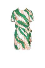 Load image into Gallery viewer, ELISABETTA FRANCHI Summer Mini Dress Green White 100% Silk