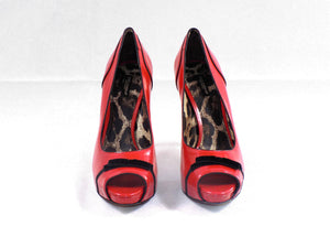 DOLCE & GABBANA Womens Peep Toe Heels Red Size 39.5