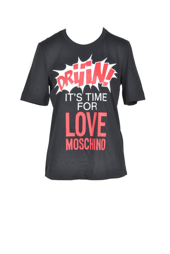 LOVE MOSCHINO Women's T-Shirt Black Cotton with Logo NWT