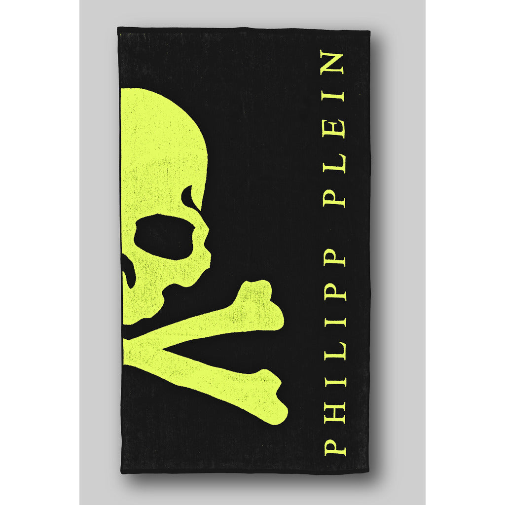 Philipp Plein Large Cotton Beach Towel Black with Logo 180x100cm