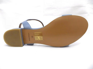 EMPORIO ARMANI Womens Leather Flat Sandals Light Blue with Logo