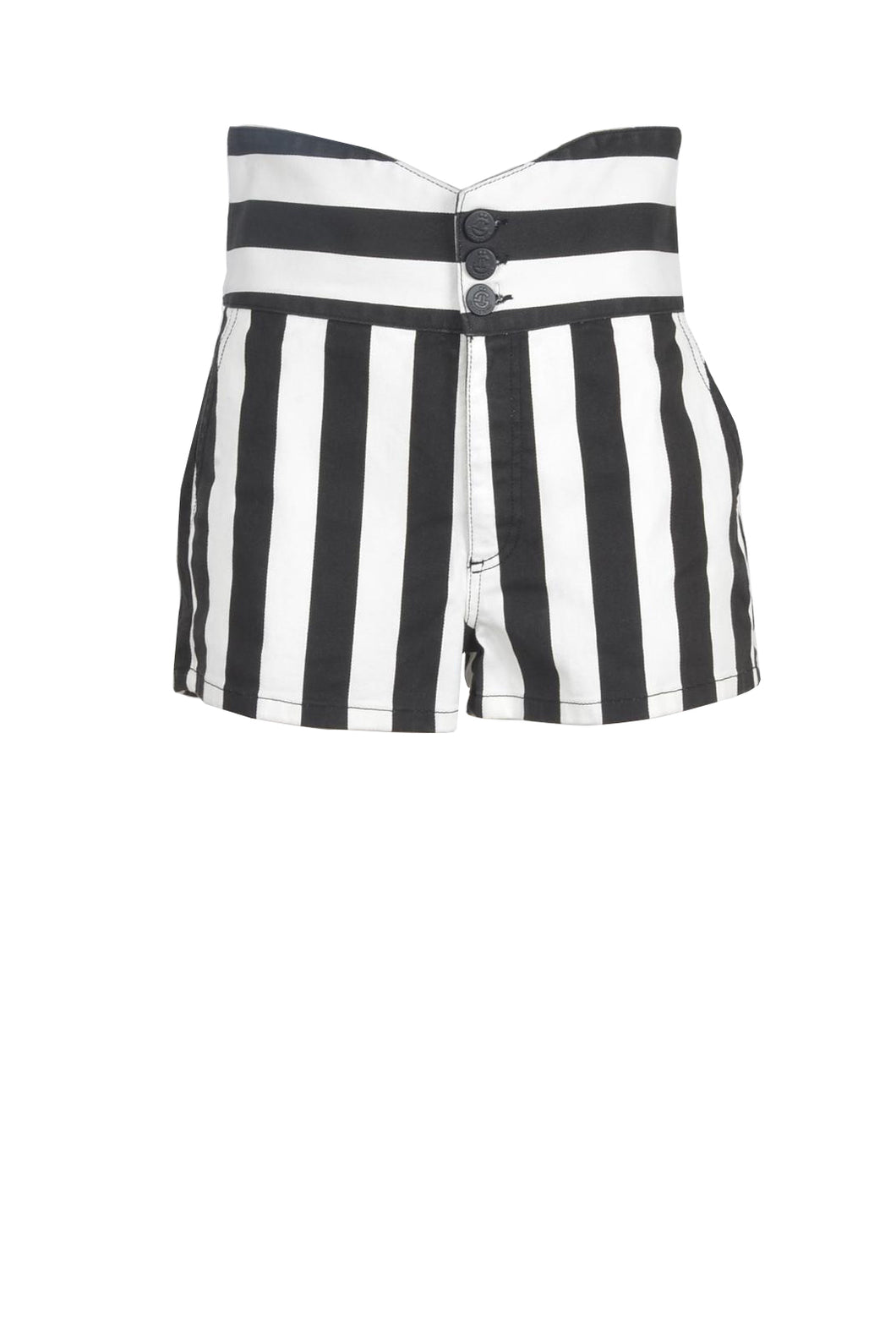GAELLE Denim Shorts Black & White Stripes Size M