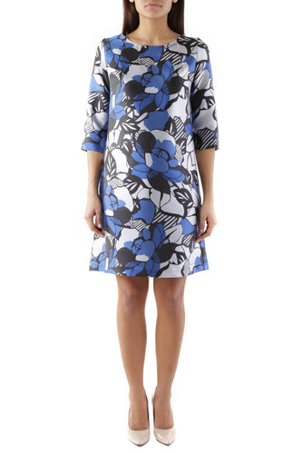 CHRISTINA GAVIOLI Womens Dress Size M Blue 3/4 Sleeves Round Neck