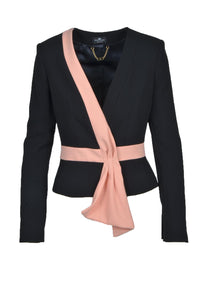 ELISABETTA FRANCHI Womens Blazer Black and Pink Size IT40