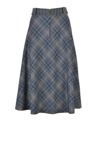 MAX & Co Women's Plaid Skirt Gray Checkered with Zip