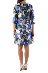 CHRISTINA GAVIOLI Womens Dress Size M Blue 3/4 Sleeves Round Neck
