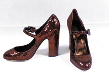 Load image into Gallery viewer, DOLCE &amp; GABBANA Womens Mary Janes Pumps D&amp;G Bronze Sequins Size 40