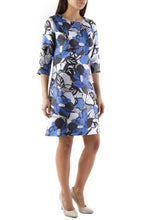 Load image into Gallery viewer, CHRISTINA GAVIOLI Womens Dress Size M Blue 3/4 Sleeves Round Neck