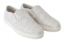 Load image into Gallery viewer, DOLCE &amp; GABANNA Womens White Leather Lace Slip On Loafers