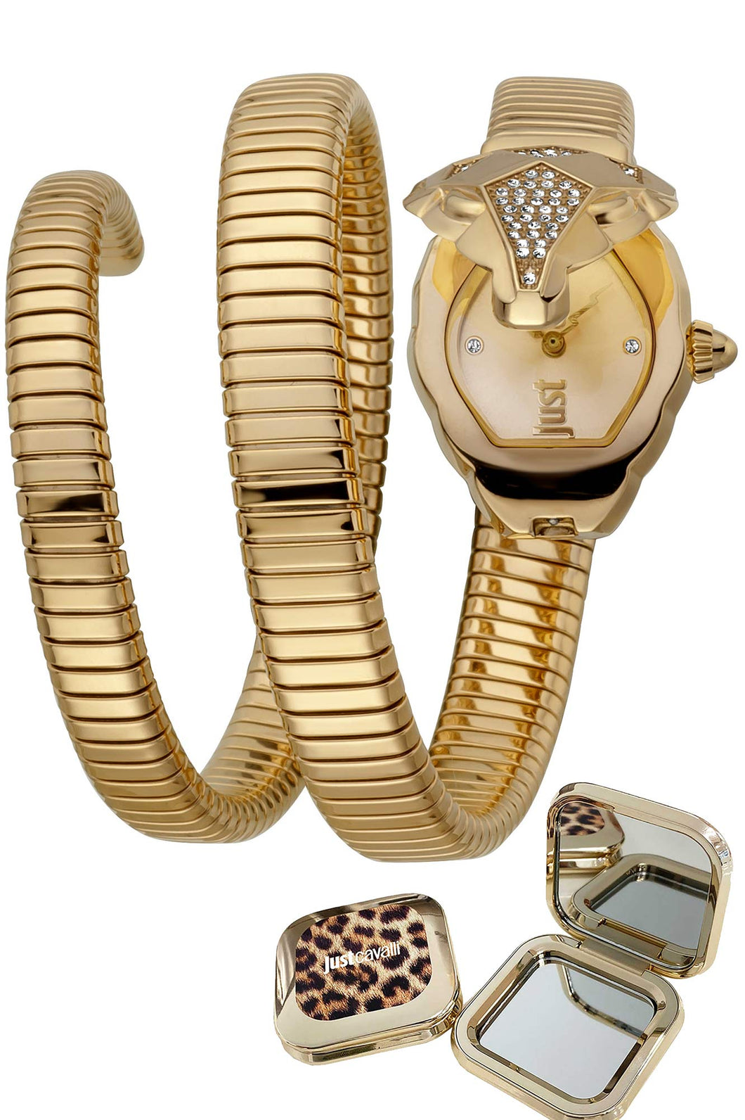 Just Cavalli Time Mod Glam Chic Snake Special Pack + Mirror Gold Watch Gift Set