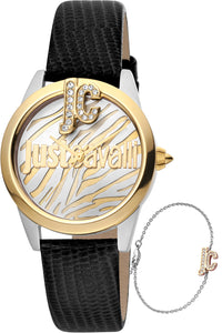 JUST CAVALLI JC1L099L0045 Womens Watch Quartz & Gift Bracelet Black Gold