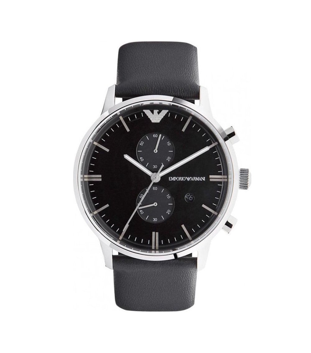 EMPORIO ARMANI AR0397 GIANNI Mens Watch Black Leather Quartz