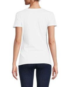 Cavalli Class Womens Cotton White Tshirt with Leopard print and Logo