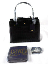 Load image into Gallery viewer, CAVALLI Class Womens Shopping Bag &quot;CROCODILIA&quot; Black Tote
