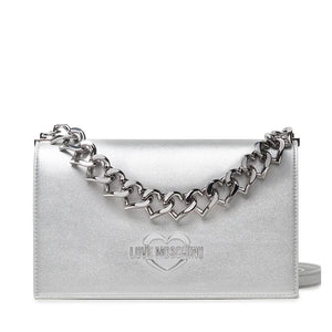 LOVE MOSCHINO JC4202PP1FLK0902 Silver Crossbody Bag with Logo & Chain